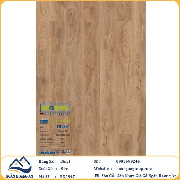 Sàn Gỗ Công Nghiệp Binyl BN5947 dày 12mm